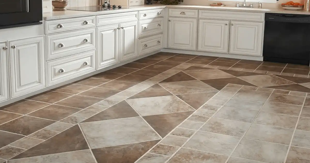 Kitchen with white cabinets and a professionally installed tile floor in Jersey City, NJ